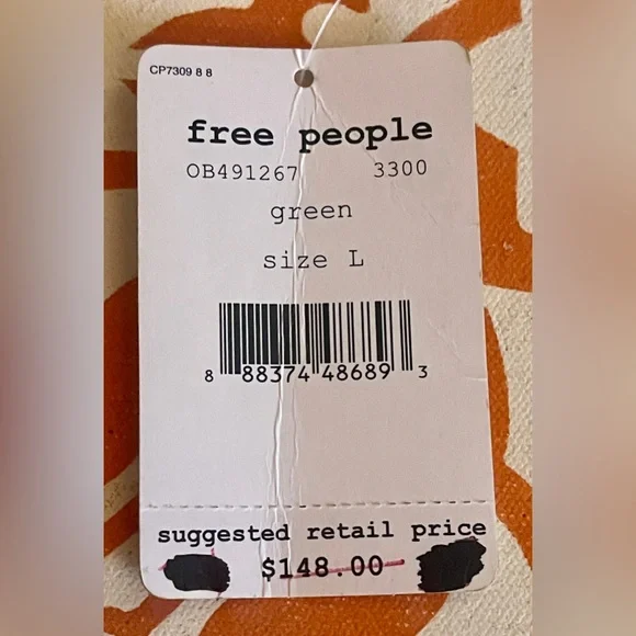 Free People Safari 100% Cotton Army Green Pullover Jacket $198 Retail Size L - Picture 13 of 13